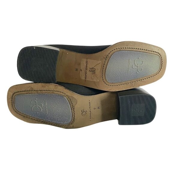DONALD J PLINER BLACK MICROFIBER SQUARE TOE BLACK HEEL SLIP ON SHOES - 9 - Picture 4 of 7